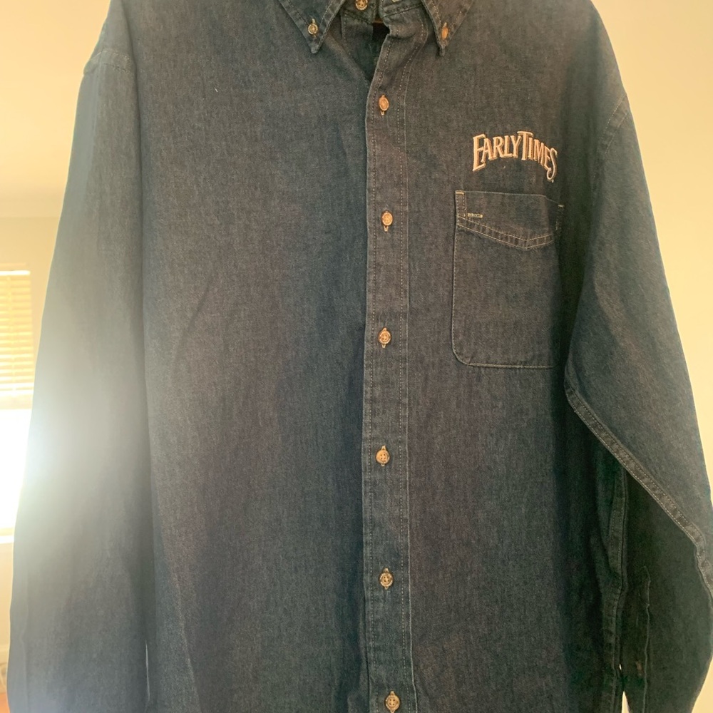 Early Times long sleeve denim button down. Size XL